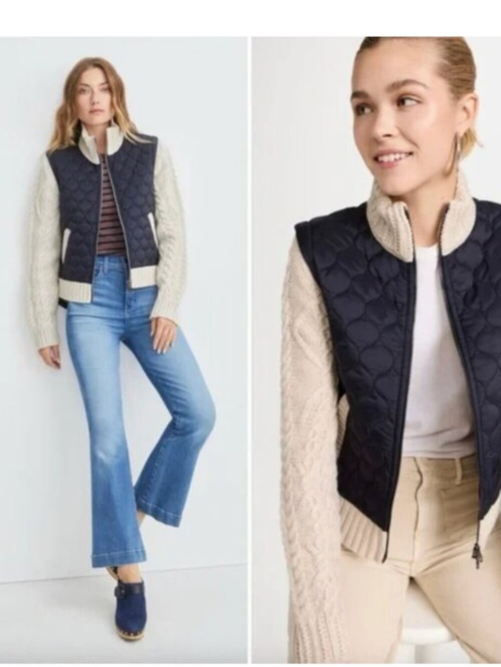 Veronica Beard Patra Mixed Media Quilted Jacket  Size L